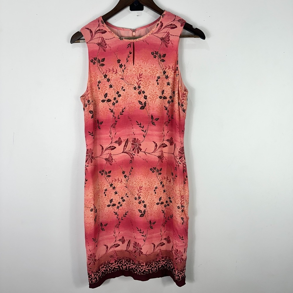 Casual Corner Dress Womens 8 Silk Pink Floral Sheath Retro 90s Fairy Romantic